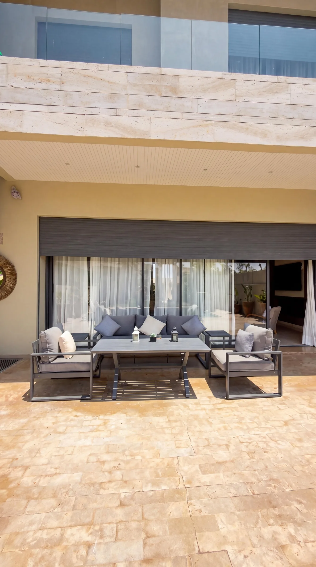 The private villa inside Argan Golf Resort, Marrakech, with the Atlas Mountains beyond